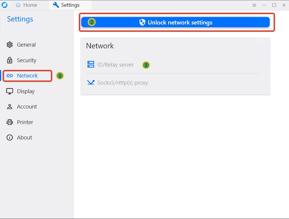 Change network settings